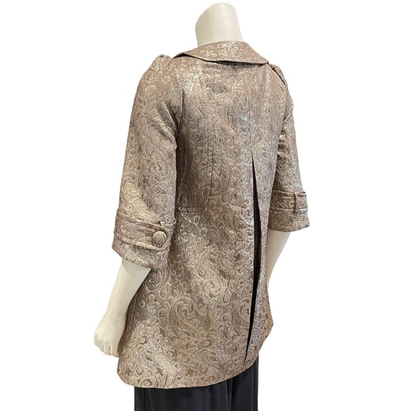 NEW Gold Brocade Retro Overcoat - Picture 5 of 13